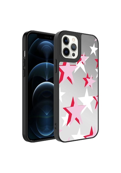 Apple Uyumlu iPhone 12 Pro Max Kılıf Aynalı Desenli Kamera Korumalı Parlak Zore Mirror Kapak Yıldız