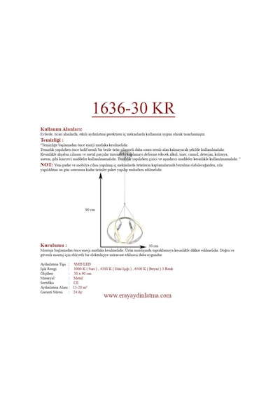 Eray Aydınlatma 1666-30 Krom Led Avize