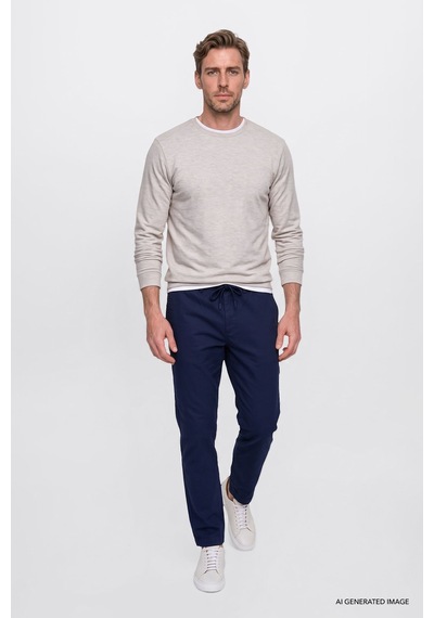 AC&Co / Altınyıldız Classics Erkek Lacı Oversize Bol Kesim Beli Bağlamalı Pamuklu Esnek Armürlü Yan Cepli Pantolon Lacivert AC&Co / Altınyıldız Classics Erkek Lacı Oversize Bol Kesim Beli Bağlamalı Pamuklu Esnek Armürlü Yan Cepli Pantolon Lacivert