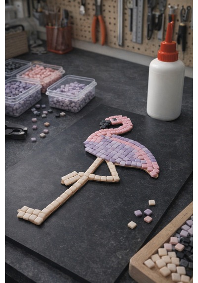 16x24cm Flamingo Mozaik Çocuk-yetişkin Set Başlangıç Seviye