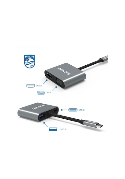 Philips Type-C HDMI VGA USB Dönüştürücü Adaptör