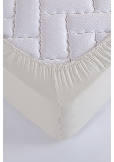 Penye-likralı Lastikli Çarşaf, 120 200 Tek Kişilik %100 Pamuk-elastan Örme Kumaş, 200 Gr/m² Krem