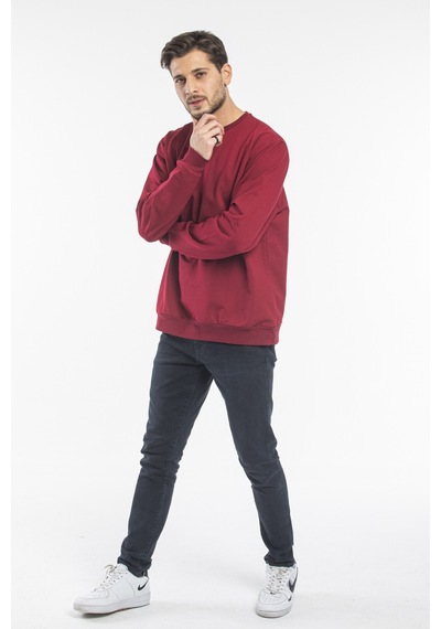 Süperlife Erkek Bisiklet Yaka Regular Fit İnce Sweatshirt Spr 20k30 Bordo