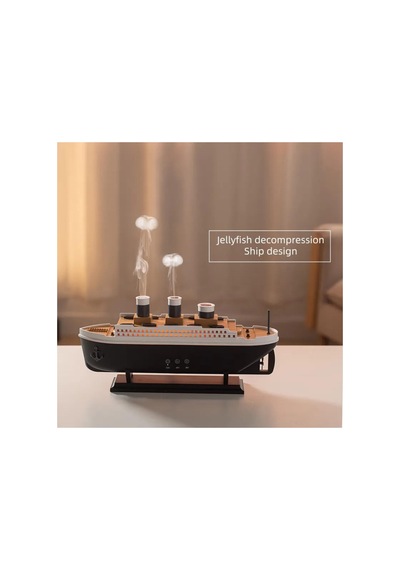 Oda Hava Nemlendirici Aroma Difizör Humudifier Gemi Şeklinde Rgb Led Işıklı Buhar Makinesi