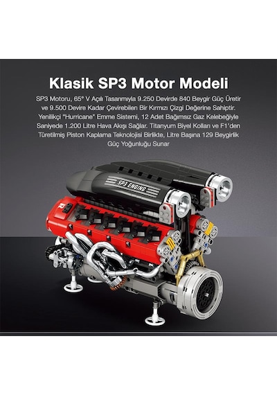 Reobrix Technic 33016 Ferrari Daytone Sp3 Motor Bataryalı&motorlu Yaratıcı Yapı Blok Seti Building Blocks - 1240 Parça