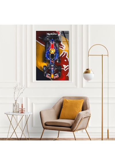 Red Bull F1 Yarış Arabası Cam Tablo Motorsport Duvar Dekoru 80x