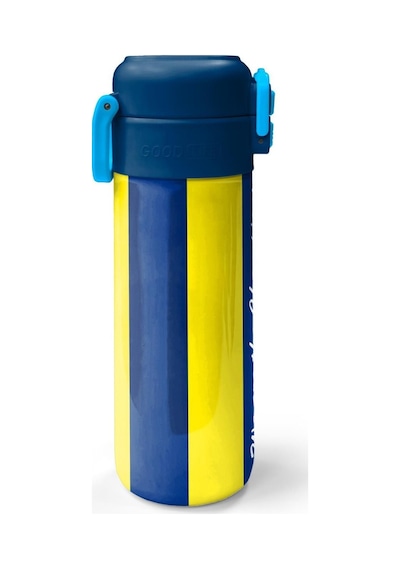 Coral High Kids Sarı Lacivert Çubuklu Pipetli Ve Direkt İçim Çelik Termos 500 Ml 31791 Çok Renkli