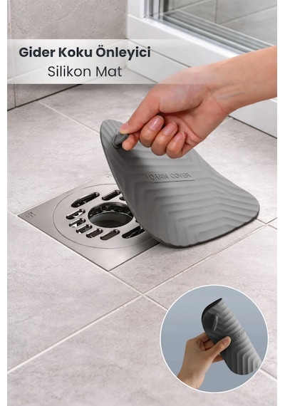 Koku Önleyici Silikon Mat Banyo Mutfak Lavabo Balkon Gider Tıpası Kapağı Gri