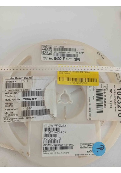 Rc0402fr-073k6 3k6 402 Yageo Smd Direnç 500 Adet