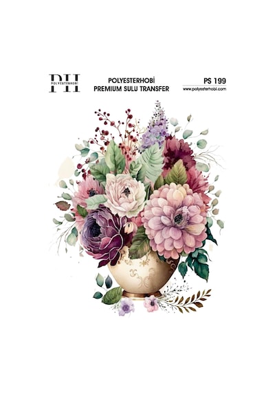 Polyesterhobi Premium Sulu Transfer 25x35 Cm Çiçek Desenli Ps 199