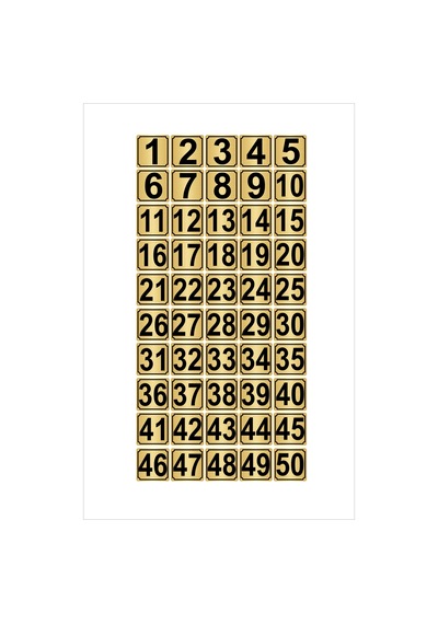 Metal Kapı,masa,dolap Numarası 7cmx7cm 50 Adet (1…50) Altın Renk Metal