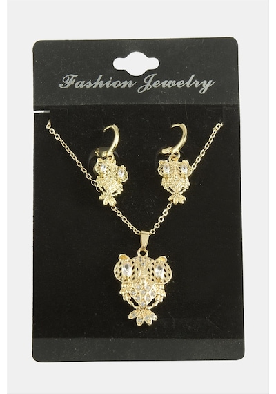 Baykuş Zirkon Taşlı Set Kolye Çok Renkli 14523035