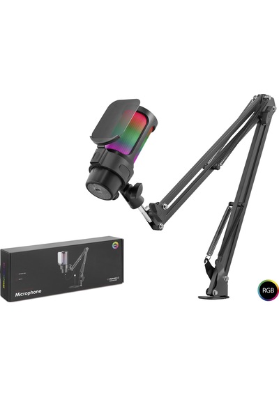 Hadron M835b Gaming Rgb Mikrofon Seti Ayarlı Masa Kolu Type-c 192khz 24bit - Siyah