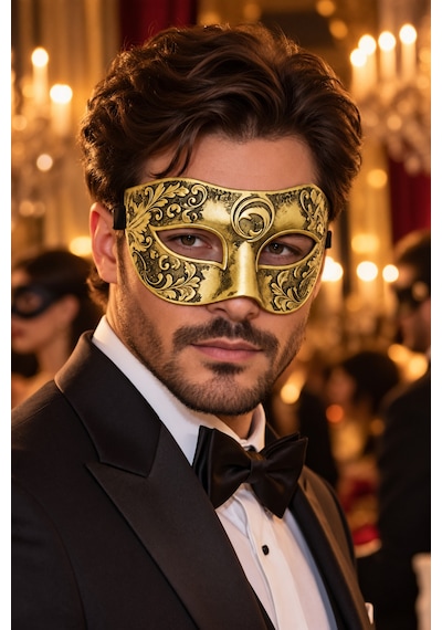Erkek Gold Venedik Balo Maskesi Halloween Parti Maskesi Cadılar Bayramı Davet Kostüm Aksesuarı Diğer