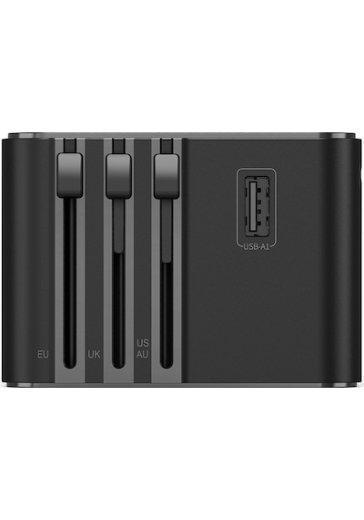 Wiwu Wi-ua006 Çoklu Universal Tr/us/uk/aus/eu Uyumlu Seyahat Şarj Adaptörü 45w Siyah