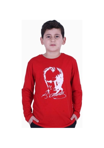 Fyk Kids 2'li Atatürk-imza Farklı Desenli Erkek-kız Çocuk T-shirt Beyaz - Kırmızı