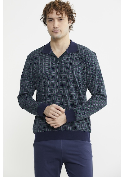 Sementa Rahat Kalıp Desenli Pijama Takım - Yeşil Yeşil