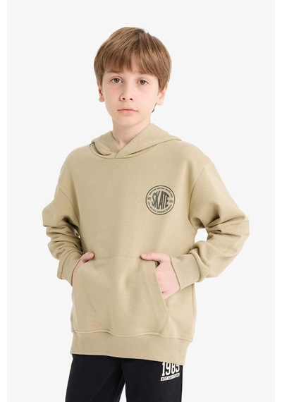 Defacto Erkek Çocuk Kapüşonlu Baskılı Okul Sweatshirt E9572a825aukh445 Haki