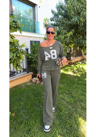 Bhrwear Kadın Tek Omuzdan Açık Uzun Kollu Baskılı Modal Bluz Ve Pantolon Ikili Takım Renkli Bhrwear Kadın Tek Omuzdan Açık Uzun Kollu Baskılı Modal Bluz Ve Pantolon Ikili Takım Renkli