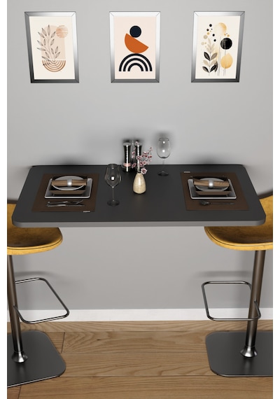 Katlanabilir Duvara Monte Mutfak Masası - 50x90 Cm Yemek Ve Hazırlık Masası Antrasit