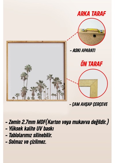 Ahşap Çerçeveli Mdf Kare Tek Tablo Kendi Tablo Setinizi Oluşturacağınız Liste Tx1007 23 X 23