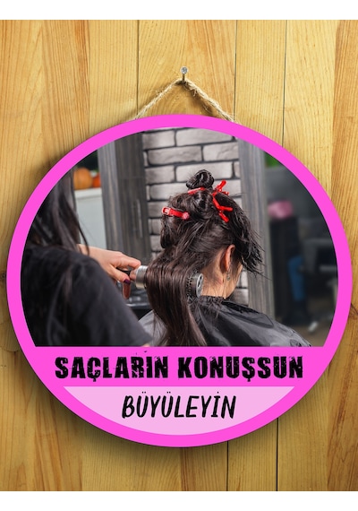 Mayeka Kadın Kuaförleri İçin Kadın Kuaförü Duvar Kapı Tablo Ahşap Askılı Pano Tabela