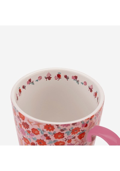 Çiçekli Pembe Stoneware Kupa 375 Ml