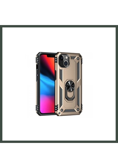 Bezos İphone 13 Uyumlu Kılıf Sofya Yüzüklü Silikon Kapak - Gold Nhr