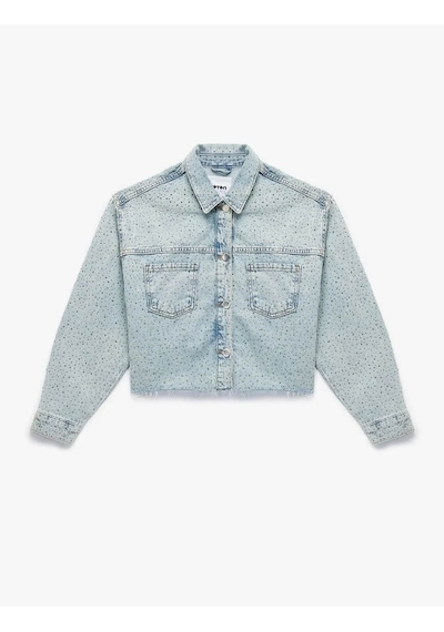 Koton Cep Detaylı Düğmeli Klasik Yaka Taşlı Denim Açık İndigo Kadın Ceket 6wal50002md Açık Indigo Koton Cep Detaylı Düğmeli Klasik Yaka Taşlı Denim Açık İndigo Kadın Ceket 6wal50002md Açık Indigo