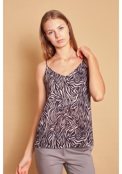 Jument Desenli İp Askılı Likrasız Şık Kumaş Ceket İçi Bluz-ince Bej Zebra İnce Bej Zebra Jument Desenli İp Askılı Likrasız Şık Kumaş Ceket İçi Bluz-ince Bej Zebra İnce Bej Zebra