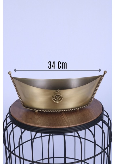 Yapay Çiçek Sitesi Metal Dekoratif Çiçeklik Sunumluk Büyük Kayık Bronz Bronz