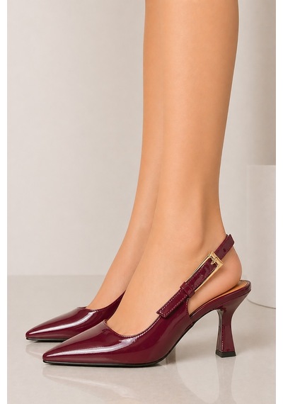 Celira Bluefeet Bordo Sivri Burun Rugan 8 Cm Kadın Topuklu Ayakkabı