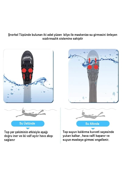 Tam Yüz 180 Panoramik Şnorkel Dalış Maskesi Şnorkel