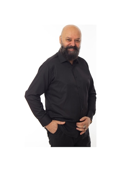 Dicotto Siyah Ekstra Büyük Yaka 4 Drop Rahat Kesim Micro Kumaş Kol Düğmeli Regular Fit Erkek Gömlek - 189-6-dc24w 001