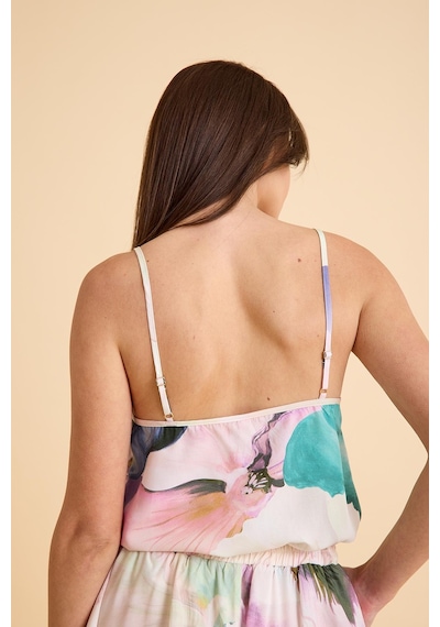 Amarelle Paradise Çiçek Desenli İnce Askılı, Şortlu Pijama Takım Desenli