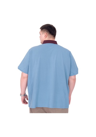 Mode Xl Büyük Beden Erkek T-shirt Polo Yaka Yourself U25310 Mavi Mavi