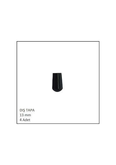Plastik Dış Tapa, Profil Tapası, Yuvarlak, Siyah, 13 Mm 4 Adet Siyah