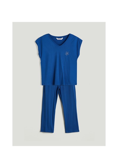 Lcw Dream Mavi V Yaka Modal Karışımlı Kadın Pijama Takımı