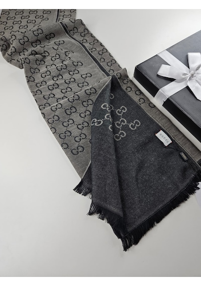 Miorel Scarfs İnce Kumaş G Desen Pamuklu Şal Yün İpek Şal 4 Mevsim Çift Taraflı Füme