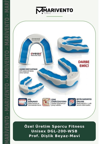 Özel Üretim Sporcu Fitness Unisex Dgl-200-wsb Prof. Dişlik Beyaz-mavi Beyaz - Mavi