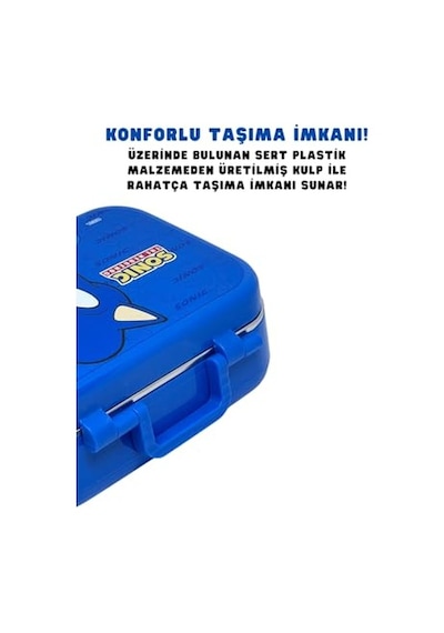 Bento 1030ml Lunchbox Sonic Lisanslı Tek Katlı 2 Bölmeli Paslanmaz Çelik Sefer Tası Yemek Kutu