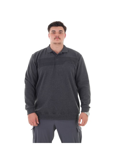 Erkek Battal Beden 158 Kiloya Kadar Uygun Bedenli Geniş Kalıp Baskılı Polo Yaka Selanik Sweat Antrasit Erkek Battal Beden 158 Kiloya Kadar Uygun Bedenli Geniş Kalıp Baskılı Polo Yaka Selanik Sweat Antrasit