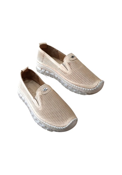 Castle Black 22385 Kadın Hakiki Deri Comfort Casual Ayakkabı Bej Siyah