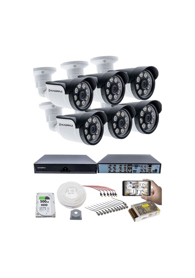 6'lı Kameralı Güvenlik Kamerası Seti -kdj-6s-8w-ss-p