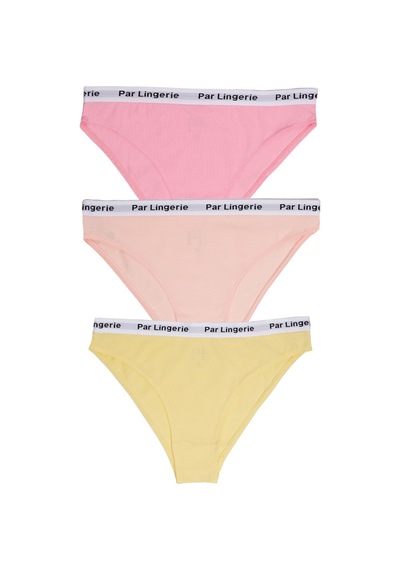 Parlingerie Kadın 3lü Slip Külot Pembe-sarı-somon Pembe - Sarı - Somon