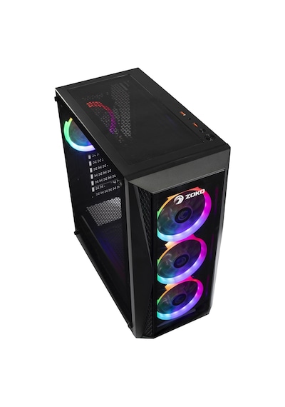 Zoko Melody-X 4X12 CM Auto Rainbow Fanlı Temper Camlı Oyuncu Bilgisayar Kasası