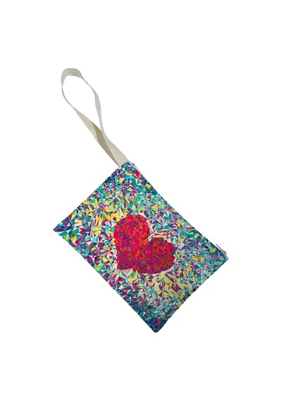 Unisex Kırık Kalp Desenli Portföy Clutch Çanta Çok Renkli