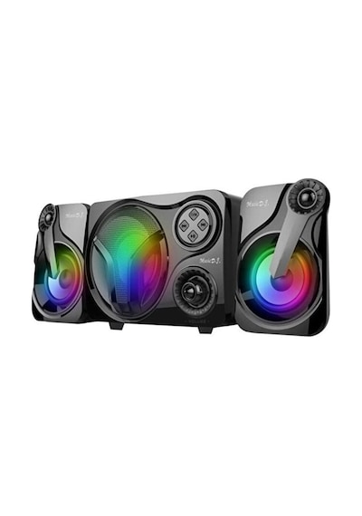 Sp60 Speaker 2.1 Kanal Oyuncu Hoparlörü Rgb Led Işıklı Hafıza Kartı Ve Usb Girişli Bluetooth Lu Bilgisayar Hoparlörü 3,5mm Jack Girişli 2+1 Gaming Speaker