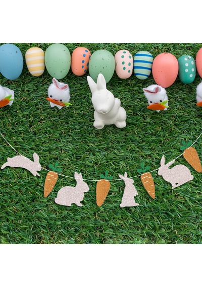 Paskalya Bunny Garland Banner Klasik Desenli Sevimli Havuç Elemanları Tasarım Bebek Duş Tatili İçin Uygun