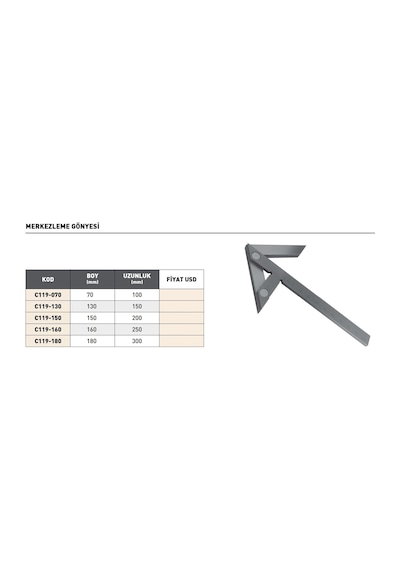 Fett 130x150mm Pld Merkezleme Gönyesi